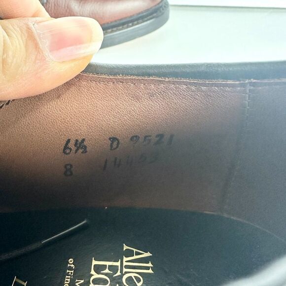 Allen Edmonds Leeds Plain Toe Blucher Leather Derby Dress Shoe Size 6.5 D Brown - Picture 7 of 9